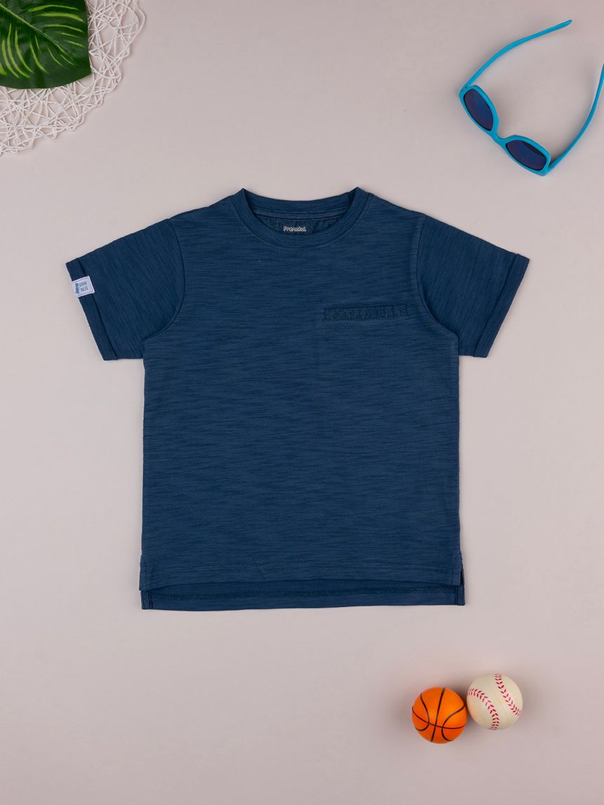 παιδικό t-shirt μπλε με τσέπη για αγόρι - Prénatal