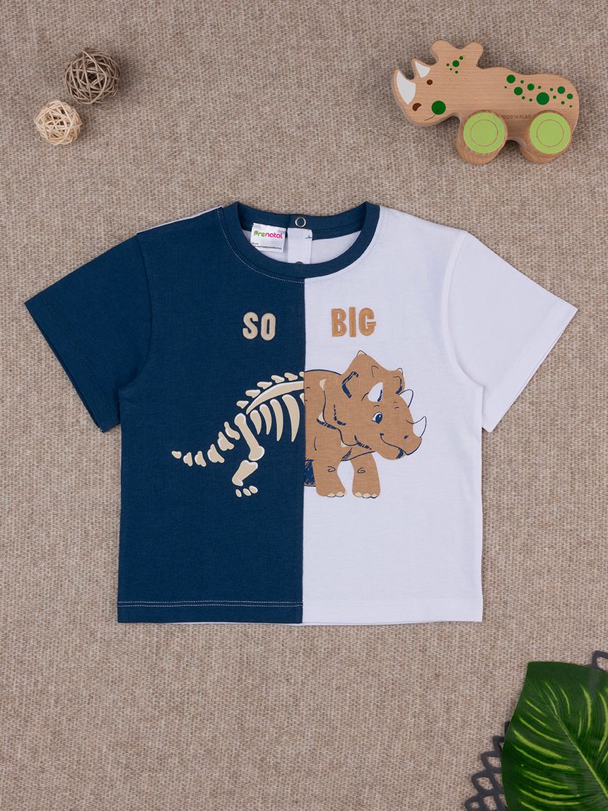 βρεφικό t-shirt μπλε/λευκό dino για αγόρι - Prénatal