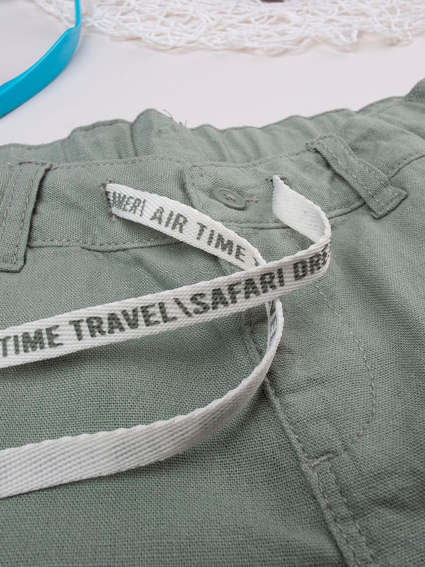 παιδική βερμούδα λινή λαδί για αγόρι - Prénatal