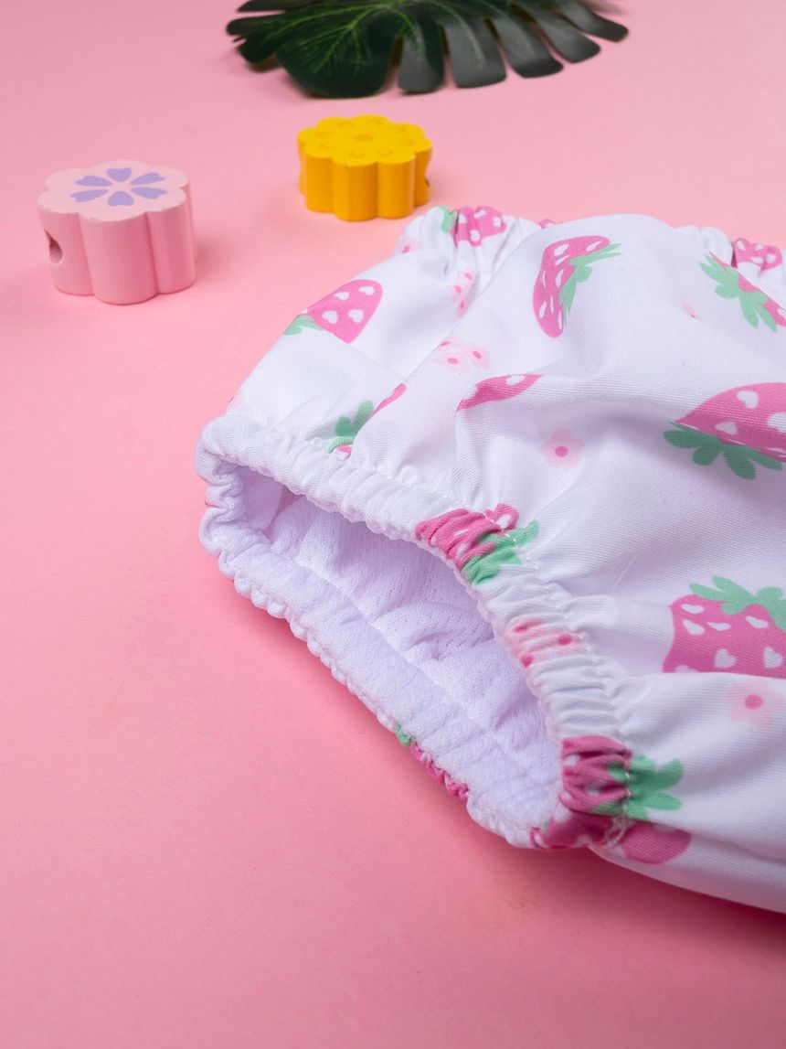 βρεφικό μαγιό πάνα λευκό με φράουλες για κορίτσι - Prénatal