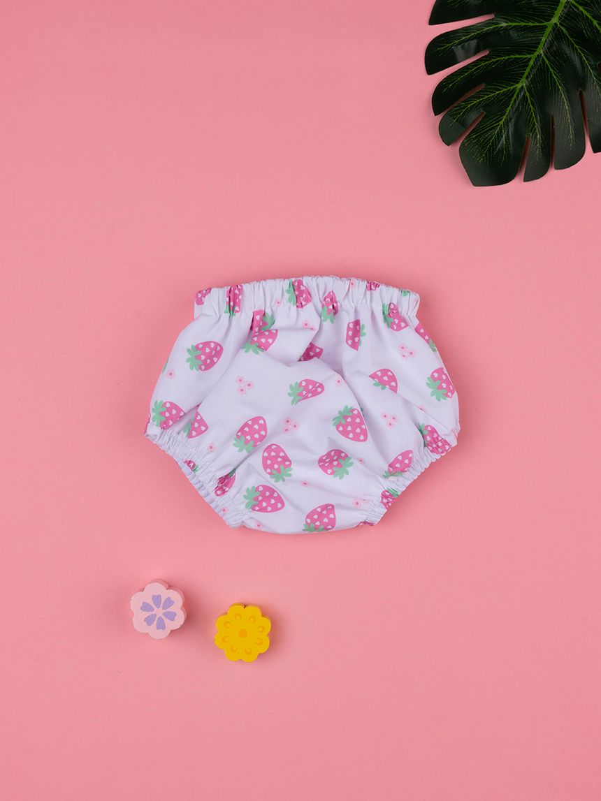 βρεφικό μαγιό πάνα λευκό με φράουλες για κορίτσι - Prénatal