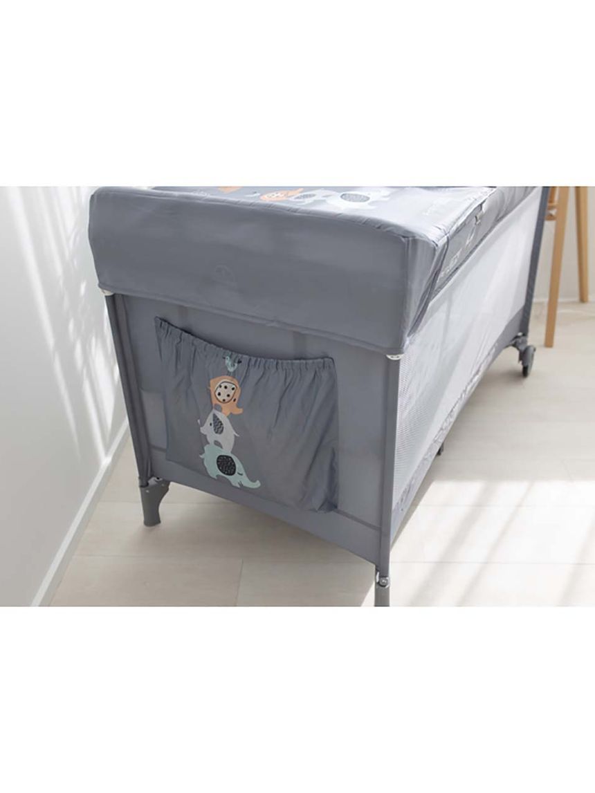 Freeon παρκοκρέβατο 2 επιπέδων 125x65cm elephants grey, 81514 - Freeon