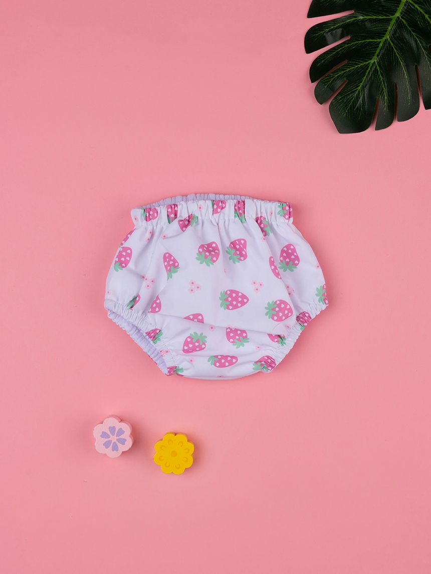βρεφικό μαγιό πάνα λευκό με φράουλες για κορίτσι - Prénatal