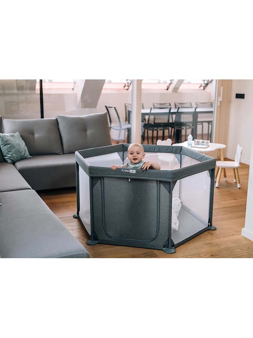 Freeon παρκοκρέβατο εξάγωνο zebra grey 117x67cm, 44459 - Freeon