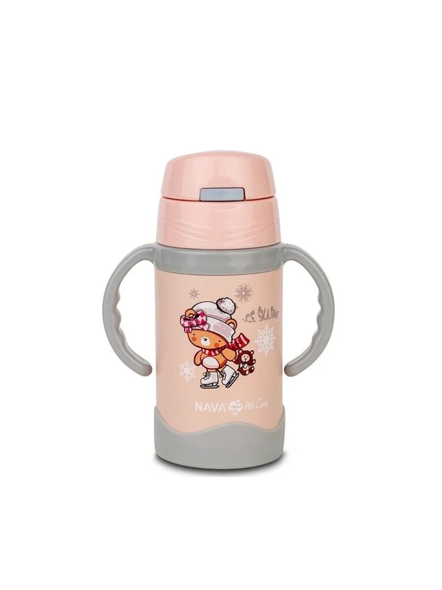 Nava θερμός μπουκάλι ανοξείδωτο "we care" ροζ 300ml - Nava