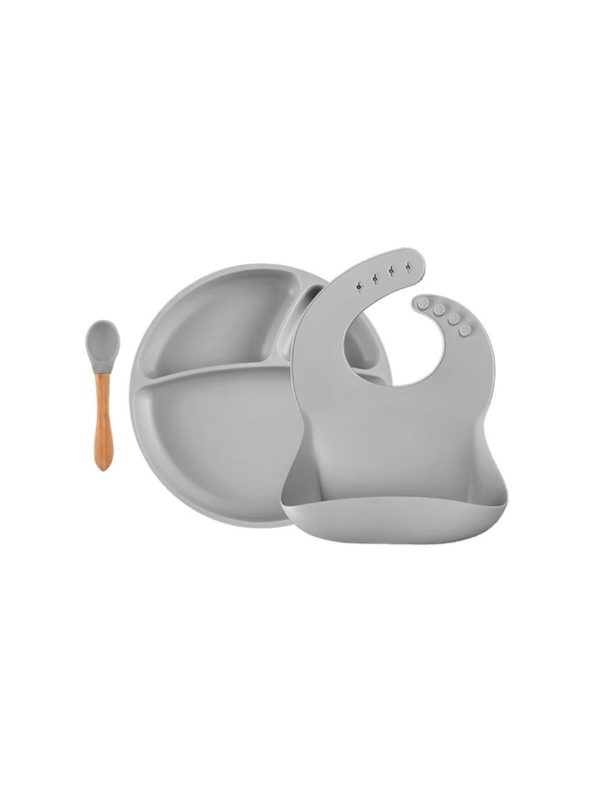 Minikoioi blw ii σετ φαγητού 3τμχ από σιλικόνη 6m+ grey 0907-101070017 - MinikOiOi