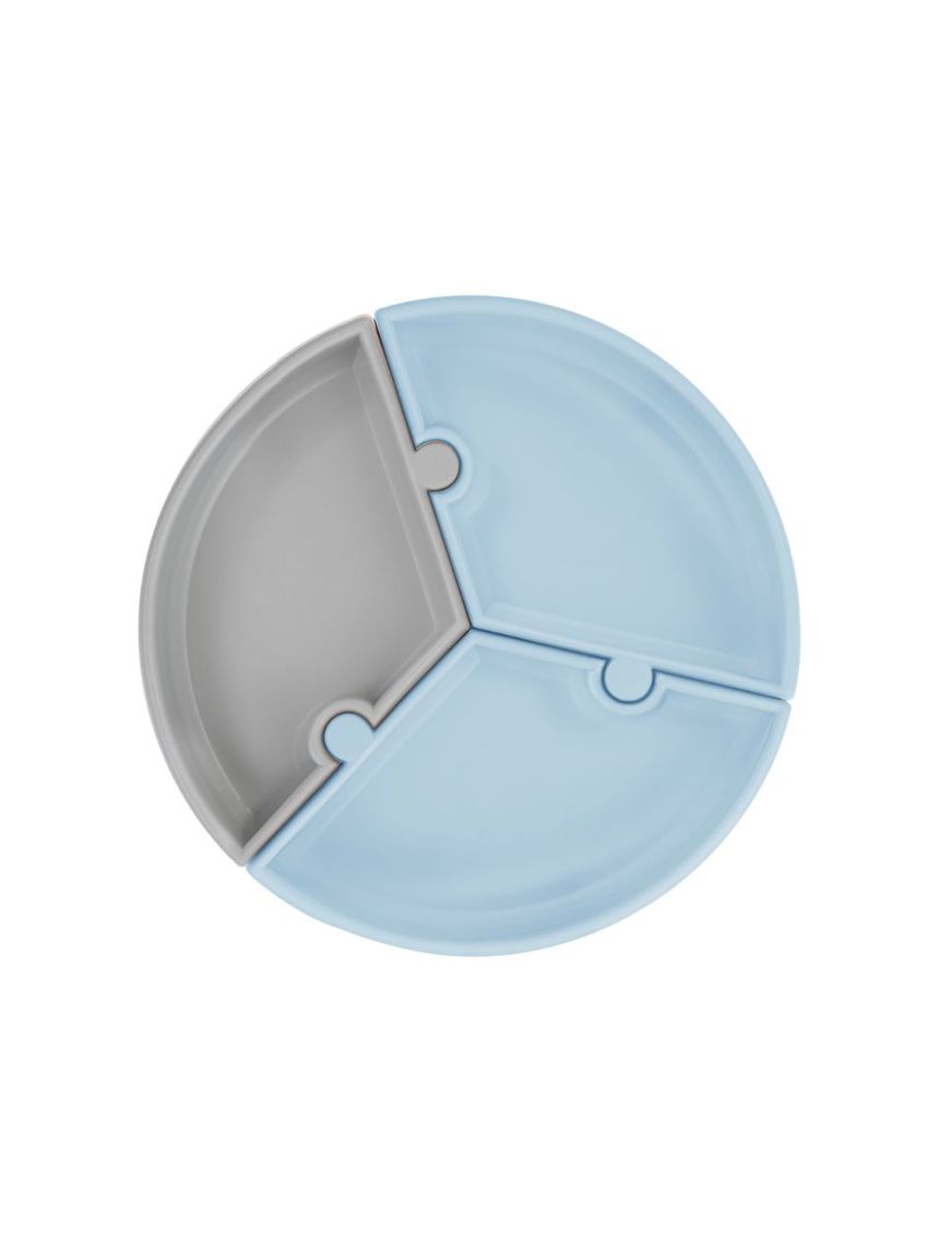 Minikoioi πιάτο puzzle σιλικόνης με αποσπώμενες θέσεις mineral blue/powder grey 0907-101050059 - MinikOiOi