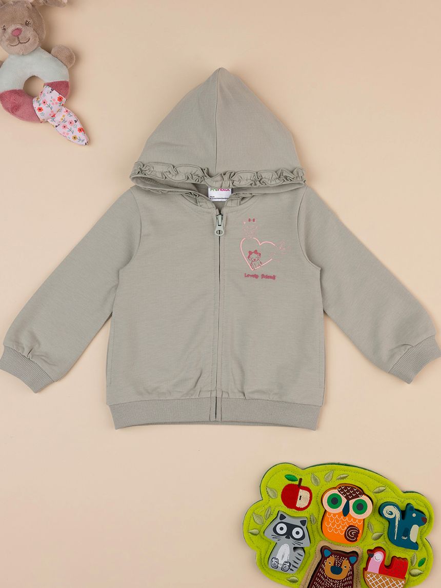 βρεφική ζακέτα φούτερ λαδί lovely friends για κορίτσι - Prénatal