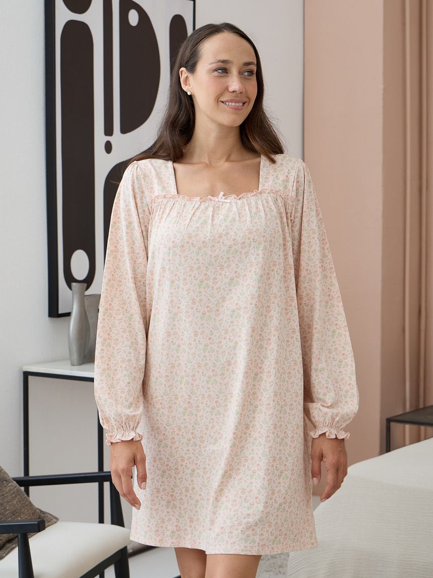 γυναικείο νυχτικό εγκυμοσύνης ροζ φλοράλ - Prénatal