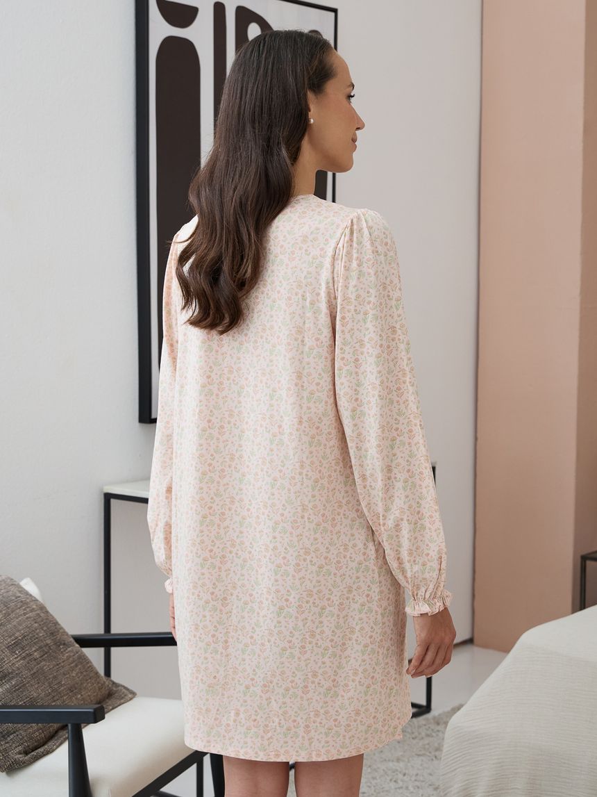 γυναικείο νυχτικό εγκυμοσύνης ροζ φλοράλ - Prénatal