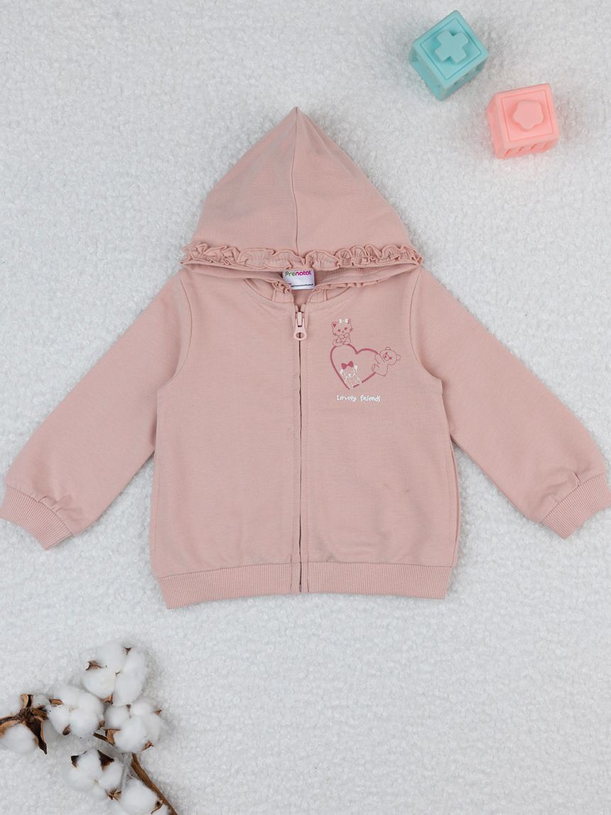 βρεφική ζακέτα φούτερ ροζ lovely friends για κορίτσι - Prénatal