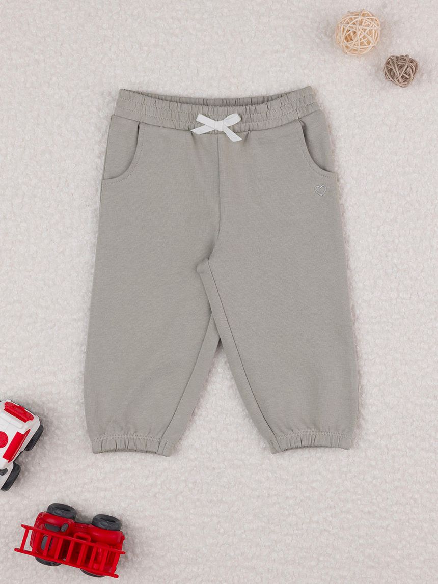 βρεφικό παντελόνι φόρμας πράσινο με καρδούλα για κορίτσι - Prénatal