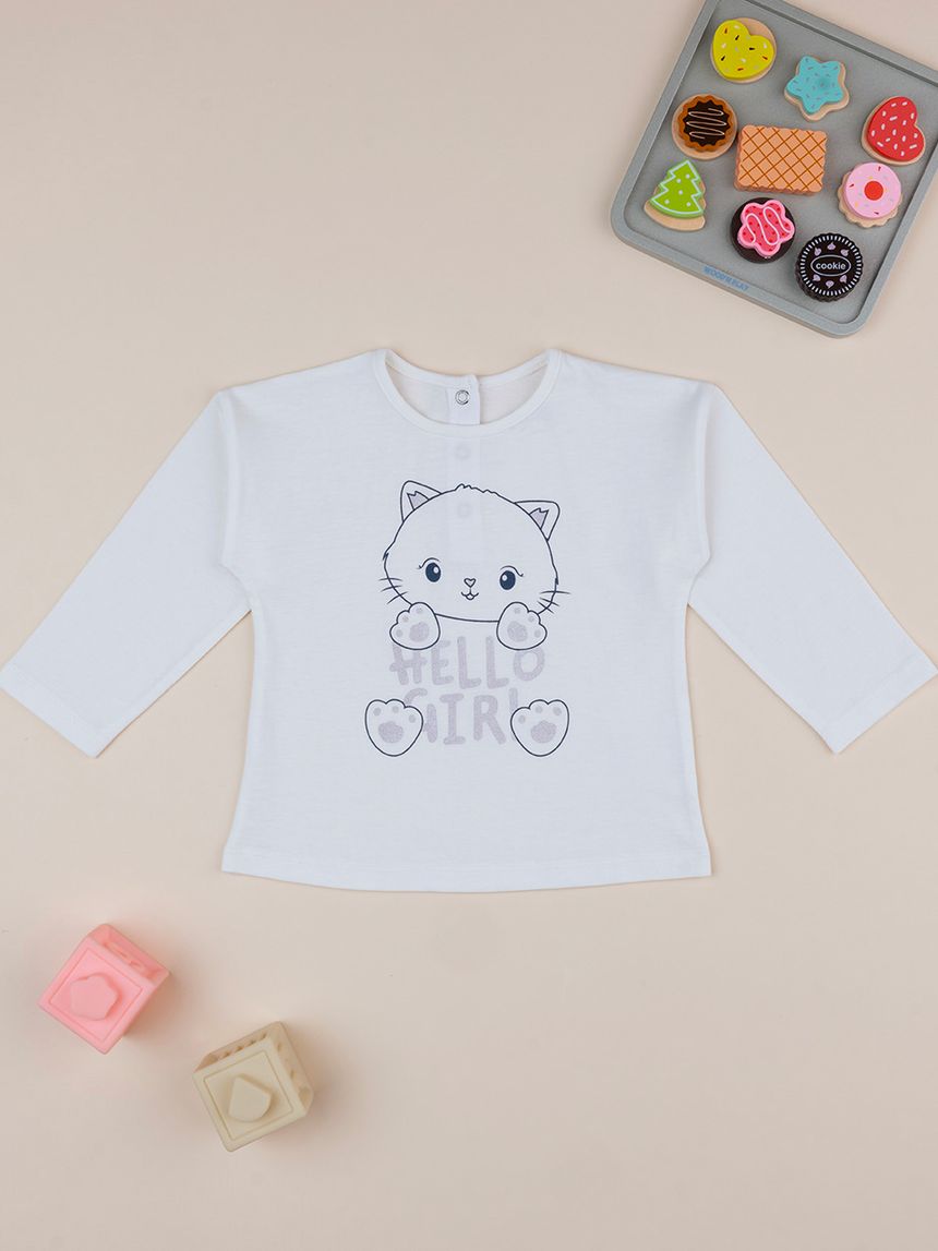 βρεφική μπλούζα λευκή hello girl για κορίτσι - Prénatal