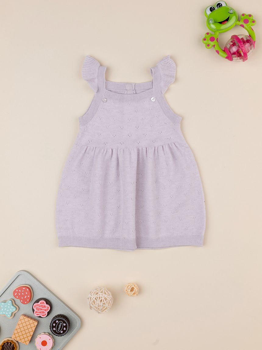βρεφικό πλεκτό φόρεμα σαλοπέτα λιλά για κορίτσι - Prénatal