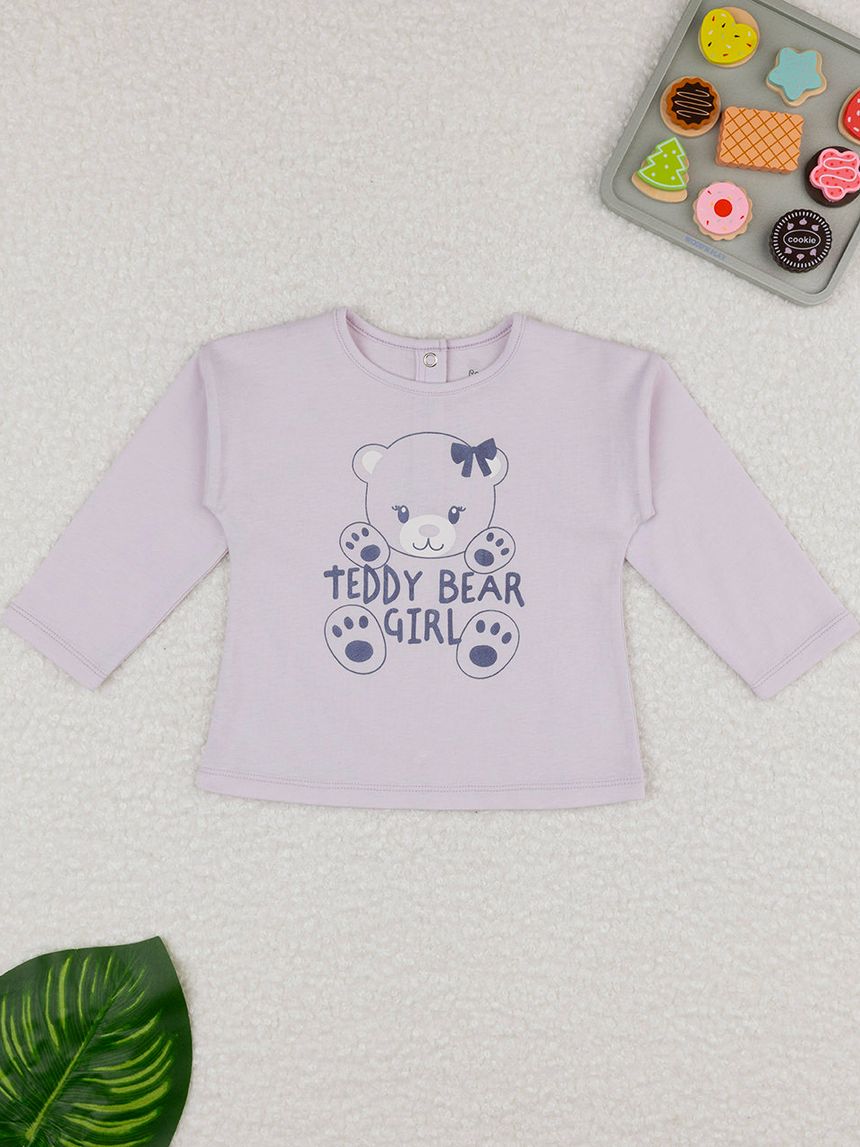 βρεφική μπλούζα λιλά teddy bear girl για κορίτσι - Prénatal