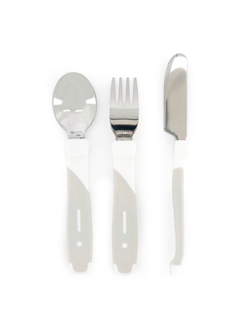 Twistshake ανοξείδωτο σετ κουτάλι, μαχαίρι, πιρούνι 12m+ λευκό 32-08-78217 - Twistshake