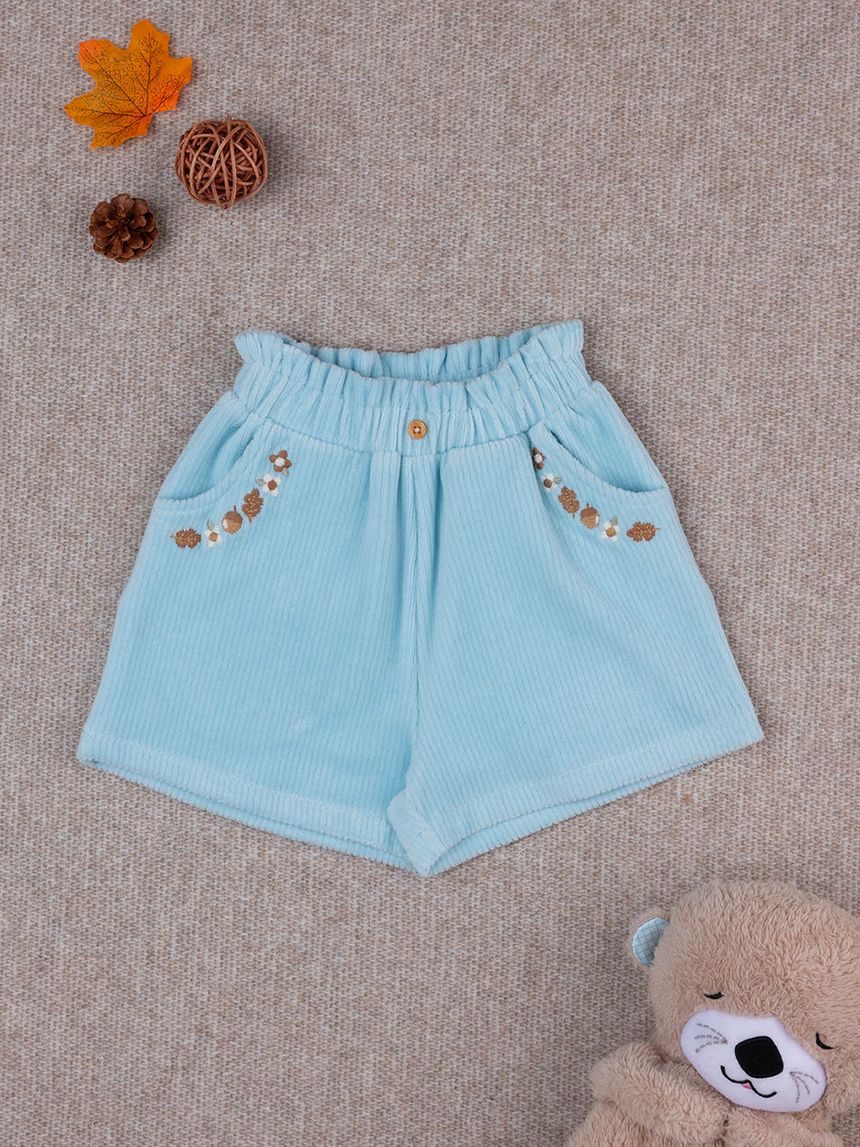 βρεφικό σορτσάκι γαλάζιο σενίλ autumn για κορίτσι - Prénatal