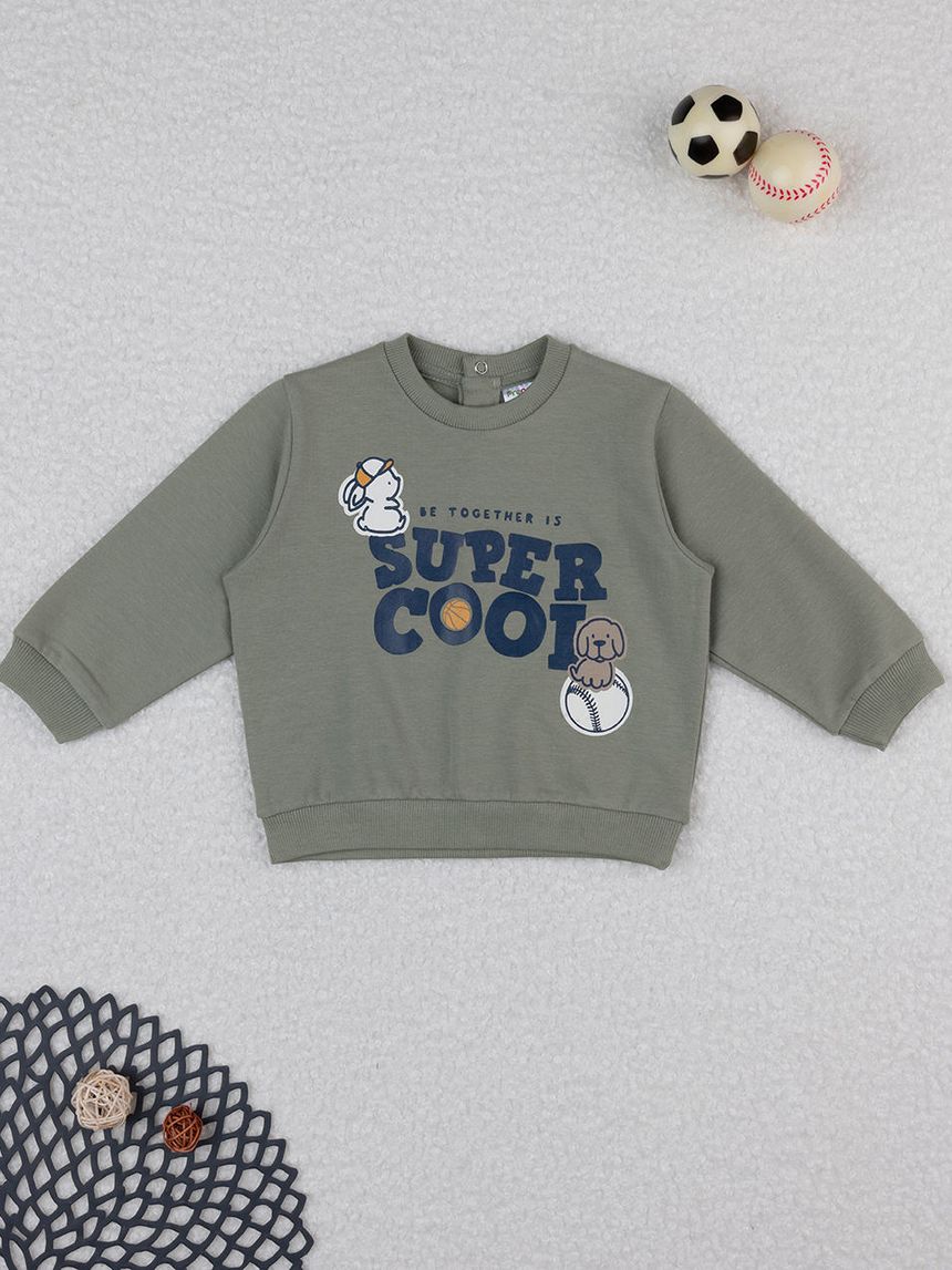βρεφική μπλούζα φούτερ χακί super cool για αγόρι - Prénatal