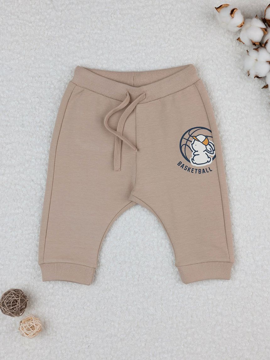 βρεφικό παντελόνι φόρμας μπεζ baseball για αγόρι - Prénatal