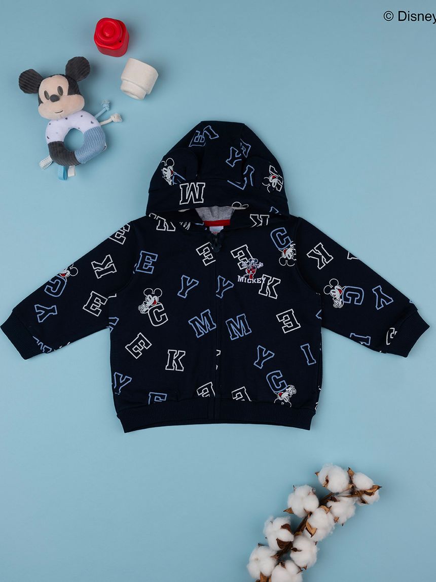βρεφική ζακέτα φούτερ μπλε mickey για αγόρι - Prénatal