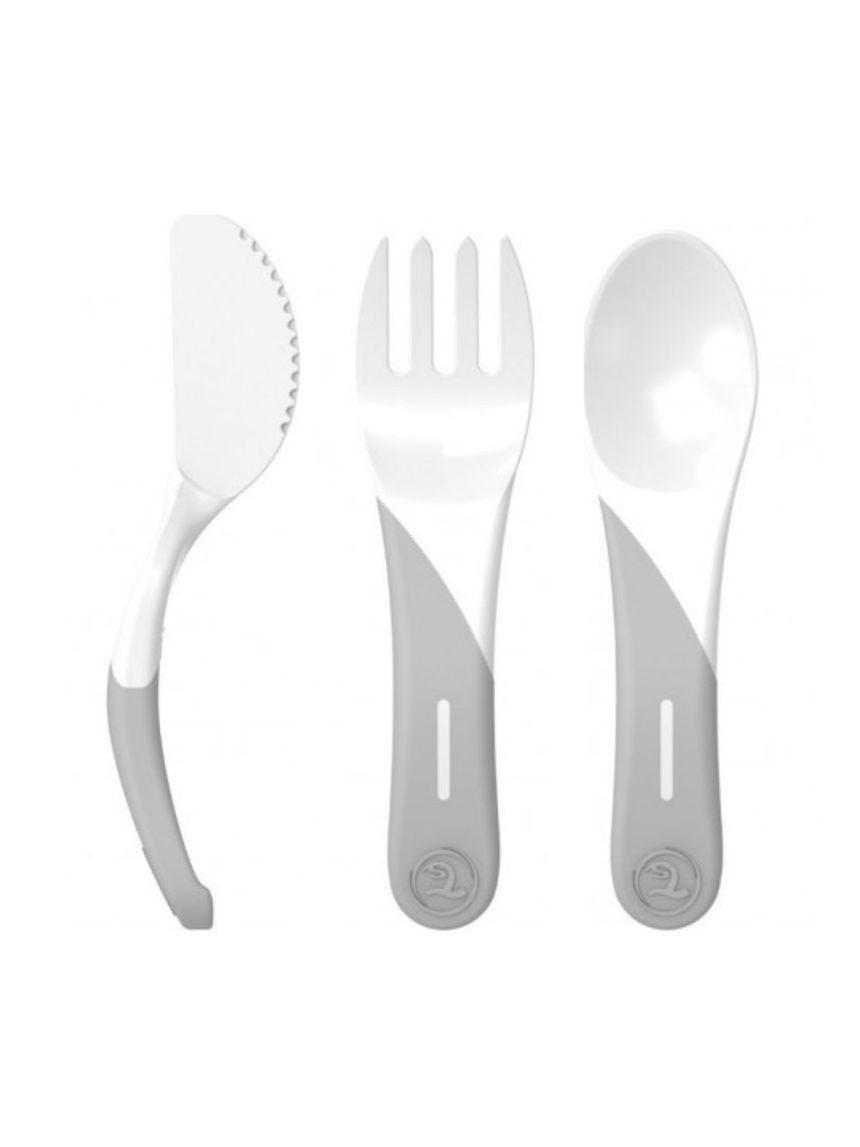 Twistshake σετ κουτάλι, μαχαίρι, πιρούνι 6m+ λευκό 32-08-78207 - Twistshake