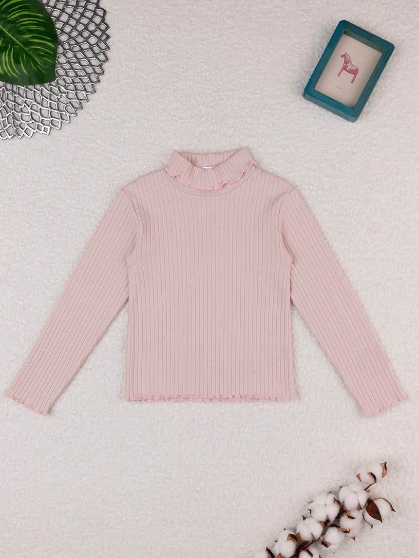 παιδική μπλούζα ζιβάγκο ριμπ ροζ για κορίτσι - Prénatal