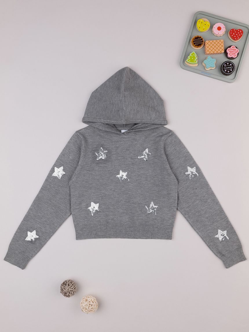παιδικό πουλόβερ γκρι με αστεράκια για κορίτσι - Prénatal