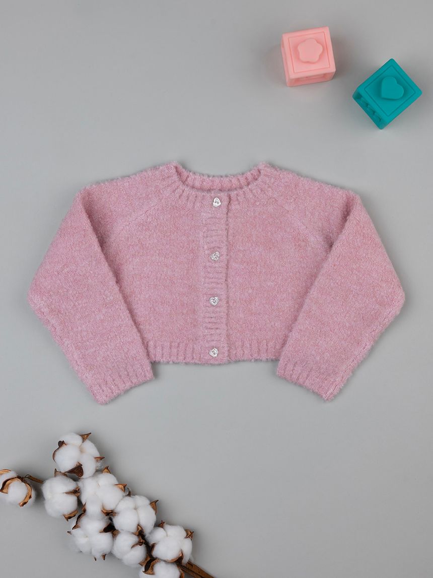 βρεφική πλεκτή ζακέτα ροζ για κορίτσι - Prénatal