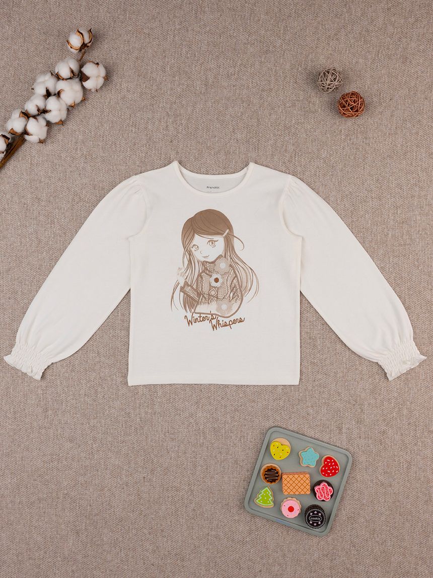παιδική μπλούζα λευκή winter's whispers για κορίτσι - Prénatal