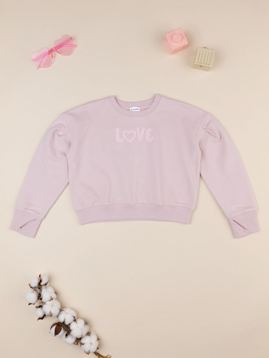 παιδική μπλούζα φούτερ ροζ love για κορίτσι - Prénatal