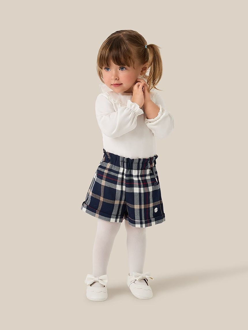 βρεφικό σορτσάκι μπλε καρό premium για κορίτσι - Prénatal