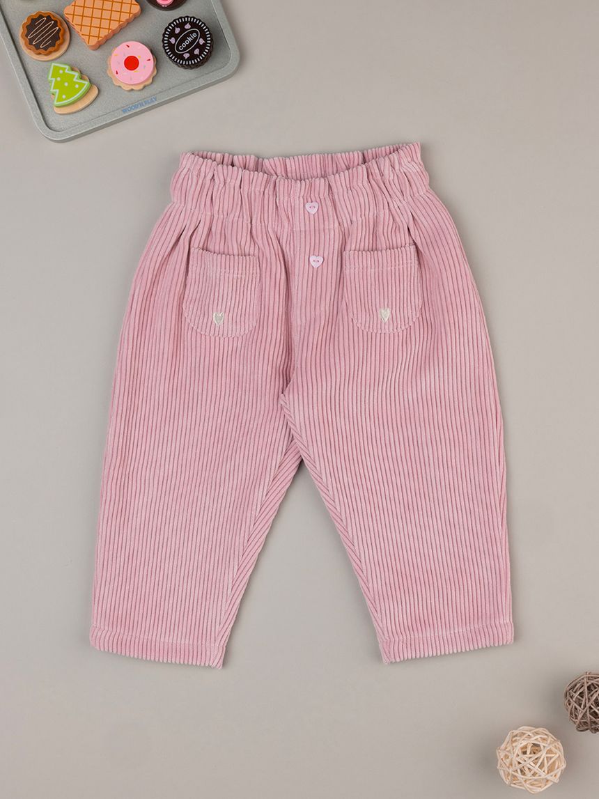 βρεφικό παντελόνι κοτλέ ροζ για κορίτσι - Prénatal