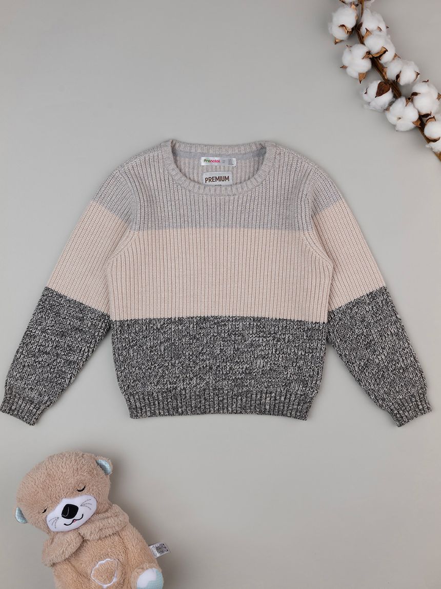 παιδικό πουλόβερ τρίχρωμο για αγόρι - Prénatal