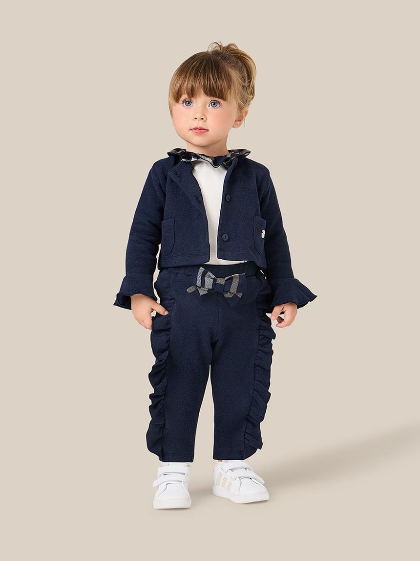 βρεφικό παντελόνι μπλε με βολάν premium για κορίτσι - Prénatal