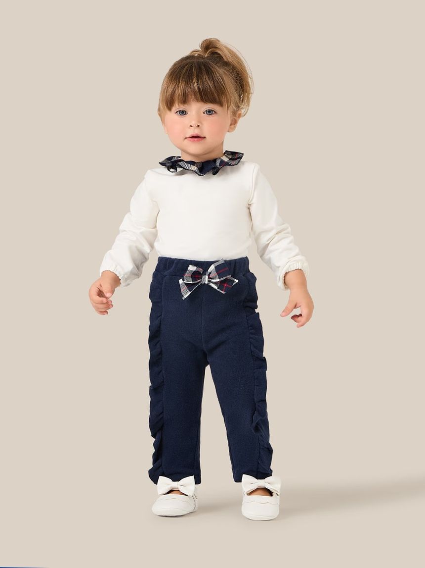 βρεφικό κορμάκι λευκό με καρό βολάν premium για κορίτσι - Prénatal