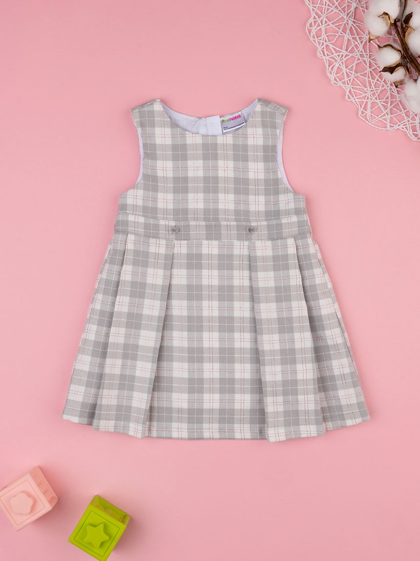 βρεφικό φόρεμα καρό λευκό/γκρι για κορίτσι - Prénatal