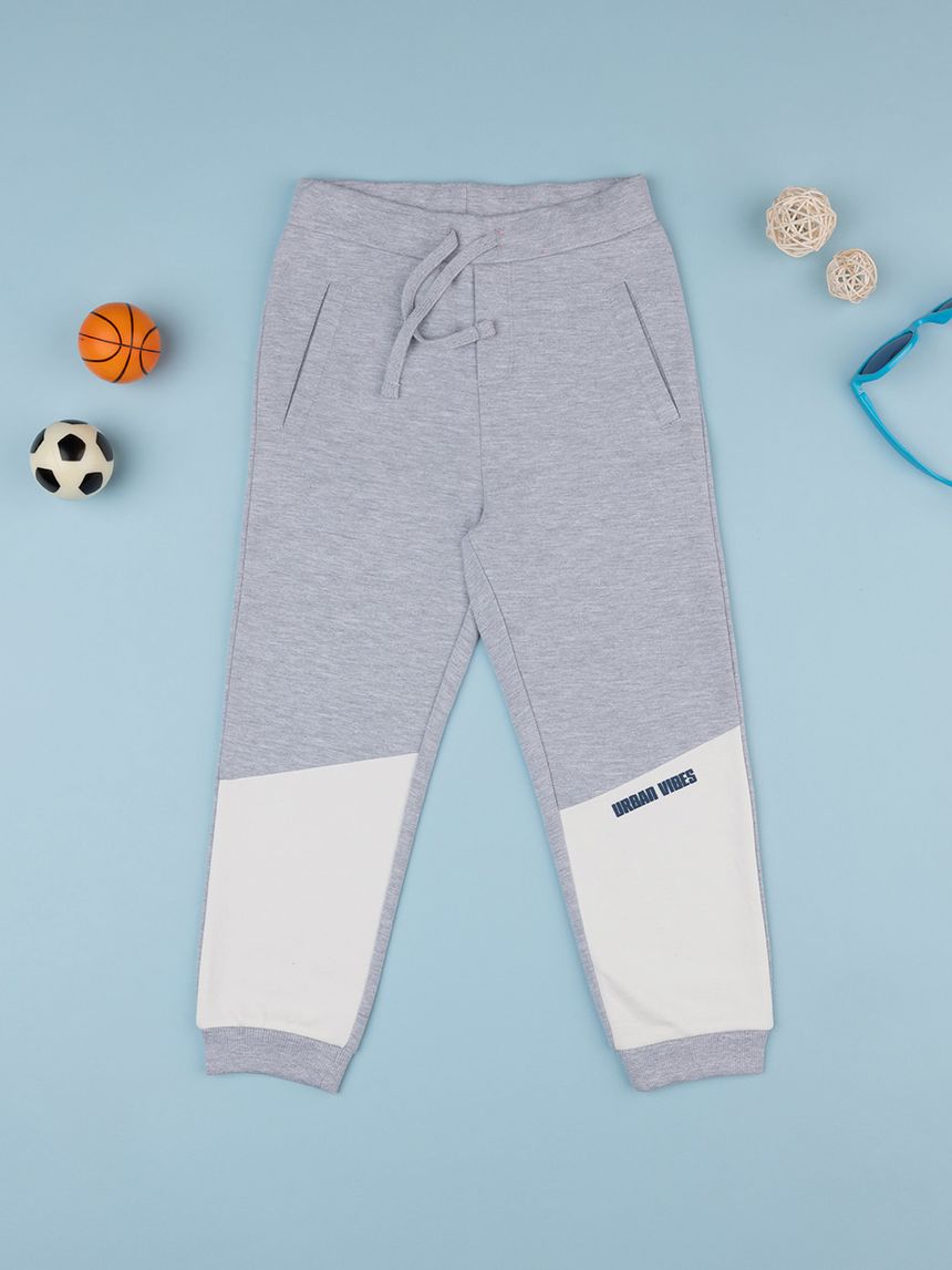 παιδικό παντελόνι φόρμα γκρι/λευκό urban vibes για αγόρι - Prénatal