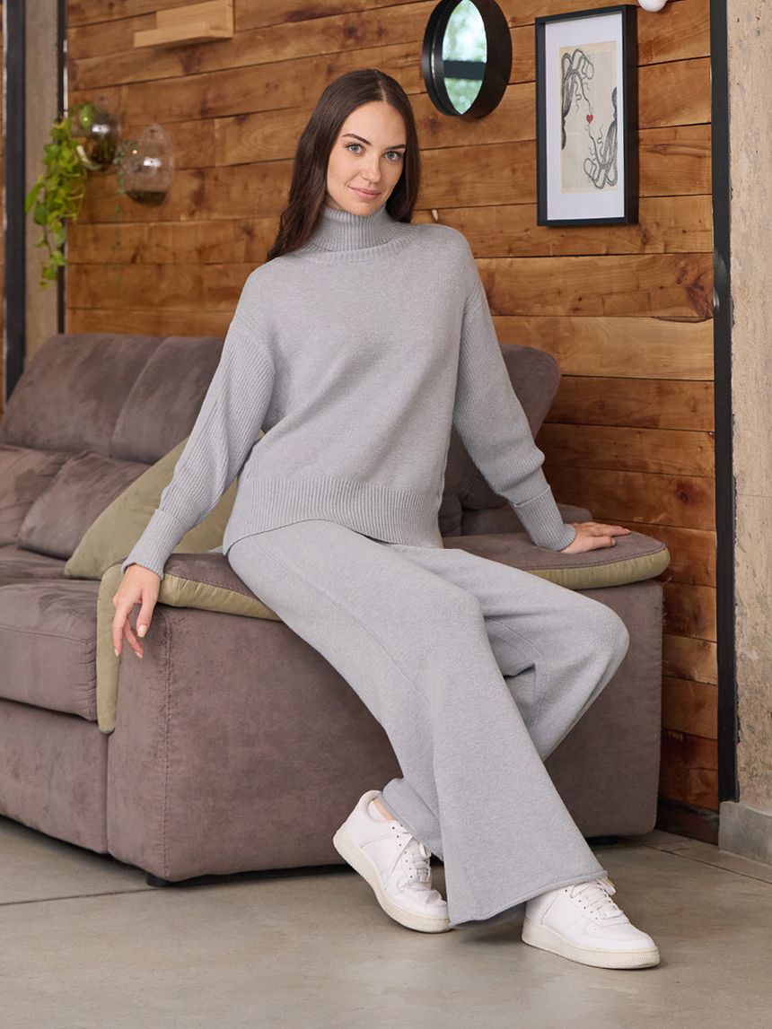 γυναικεία παντελόνα εγκυμοσύνης πλεκτή γκρι - Prénatal