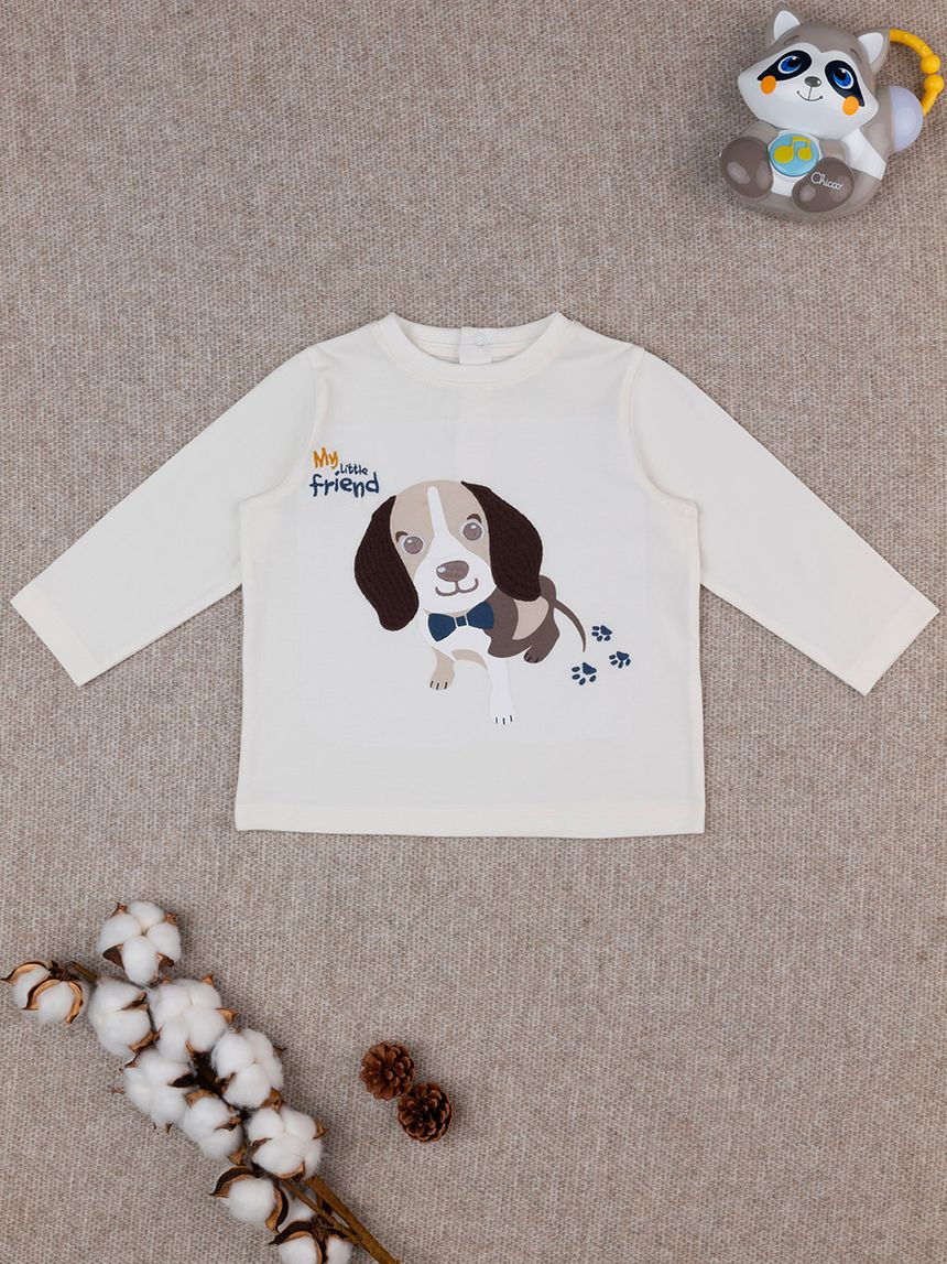 βρεφική μπλούζα λευκή little friend για αγόρι - Prénatal