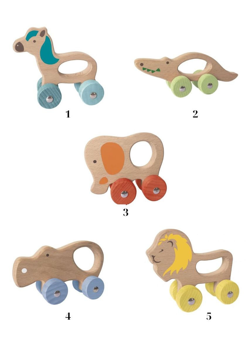 Wood’ n play ξύλινα ζωάκια με ρόδες (διάφορα σχέδια) - Wood'N Play