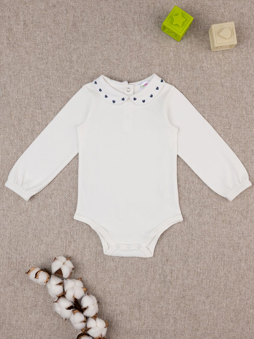 βρεφικό κορμάκι λευκό με καρδούλες για κορίτσι - Prénatal