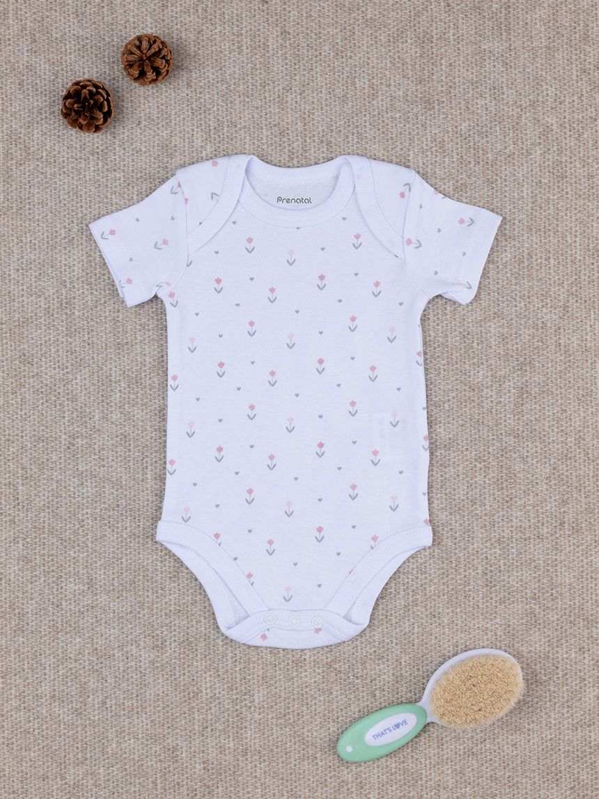 βρεφικό κορμάκι λευκό φλοράλ για κορίτσι - Prénatal