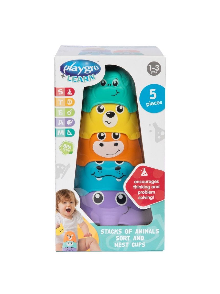 Playgro playgro παιχνίδι στοίβαξης learn stacks of animals sort and nest cups - Playgro