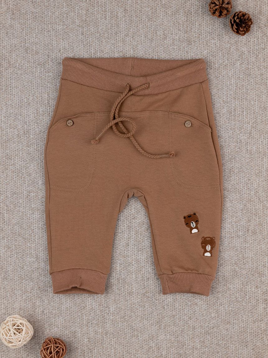 βρεφικό παντελόνι φόρμας καφέ wood για αγόρι - Prénatal