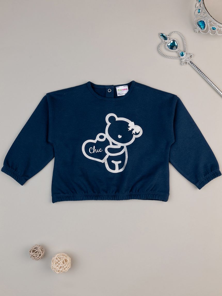 βρεφική μπλούζα φούτερ μπλε chic για κορίτσι - Prénatal