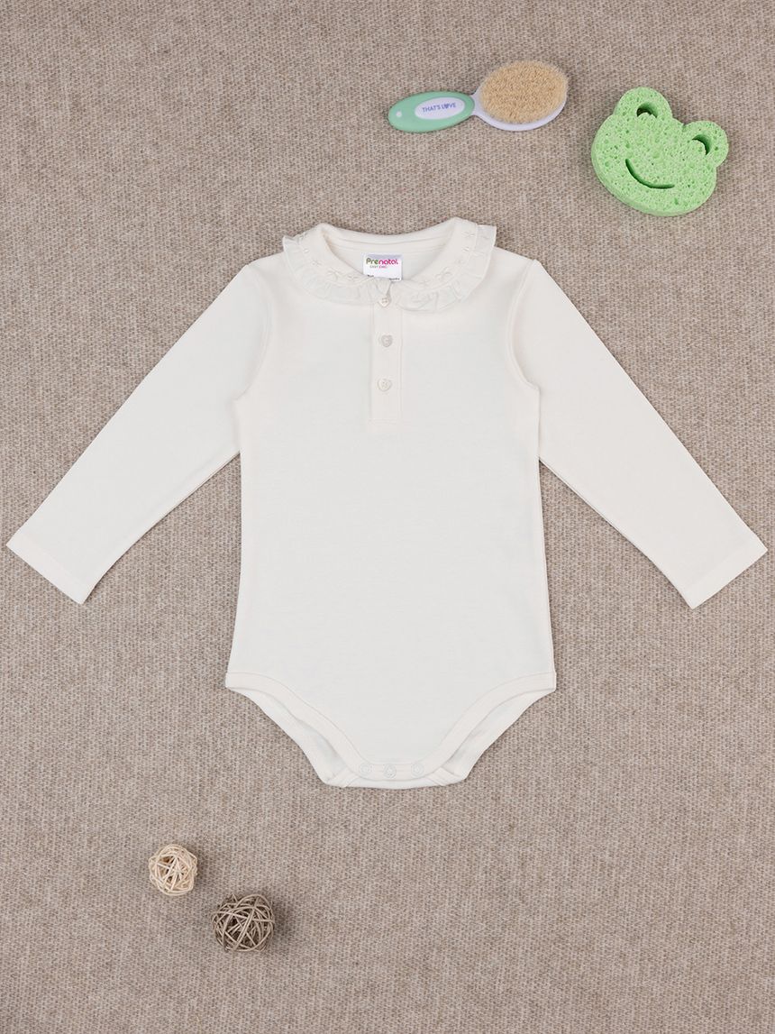 βρεφικό κορμάκι λευκό με αστεράκια classic για κορίτσι - Prénatal