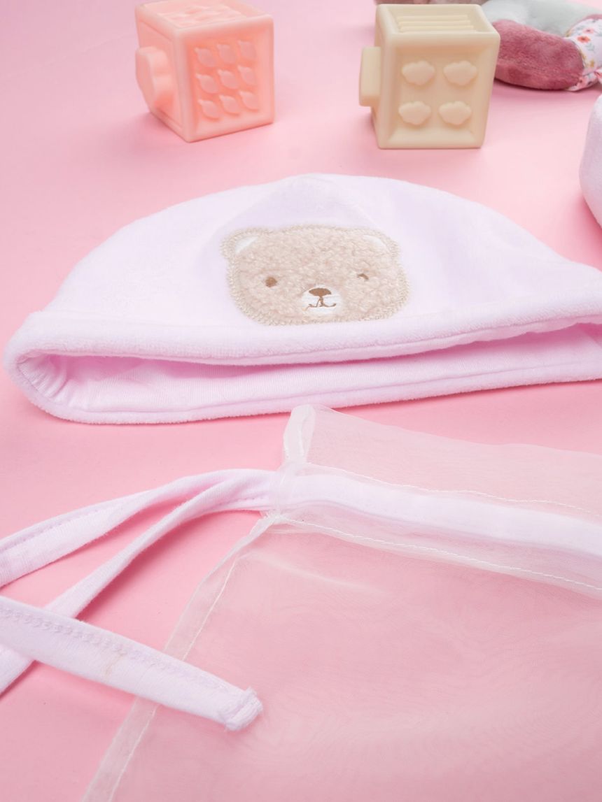 βρεφικό σετ σκουφάκι και παπούτσια αγκαλιάς teddy για κορίτσι - Prénatal