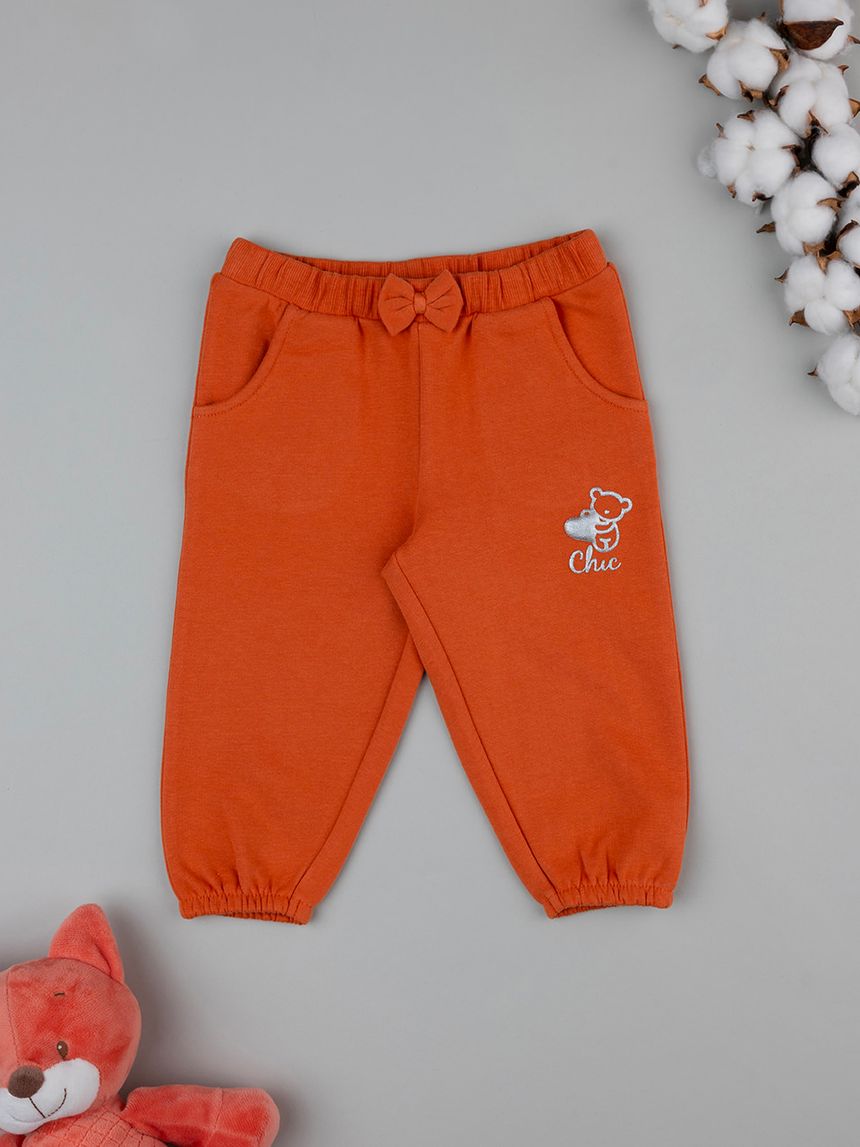 βρεφικό παντελόνι φόρμας πορτοκαλί chic για κορίτσι - Prénatal