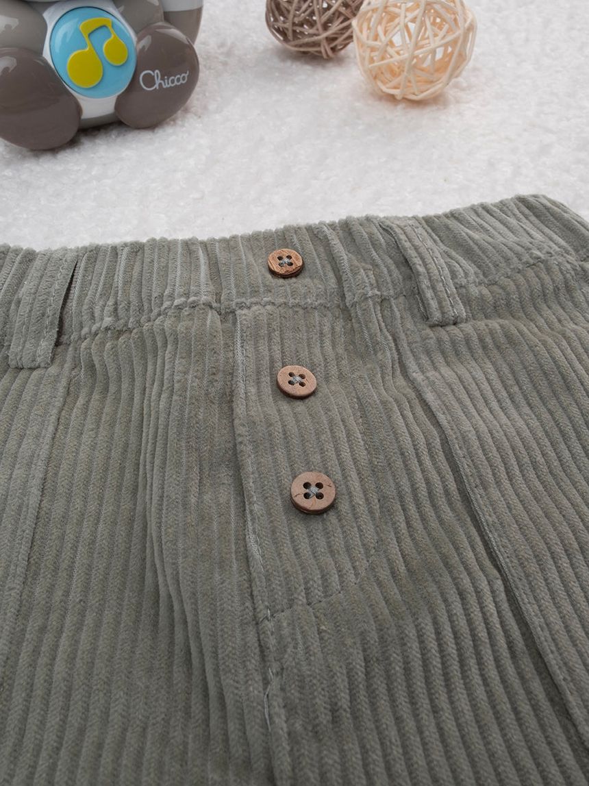 βρεφικό παντελόνι βελουτέ πράσινο woodland για αγόρι - Prénatal