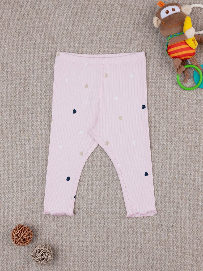 βρεφικό κολάν ριμπ ροζ με καρδούλες για κορίτσι - Prénatal